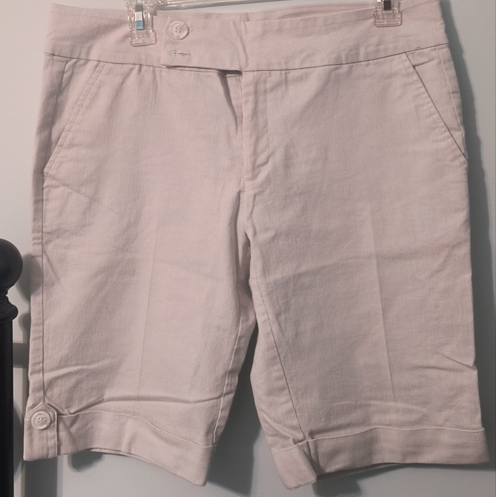 Women's Cream On Cream Pin Striped  Shorts